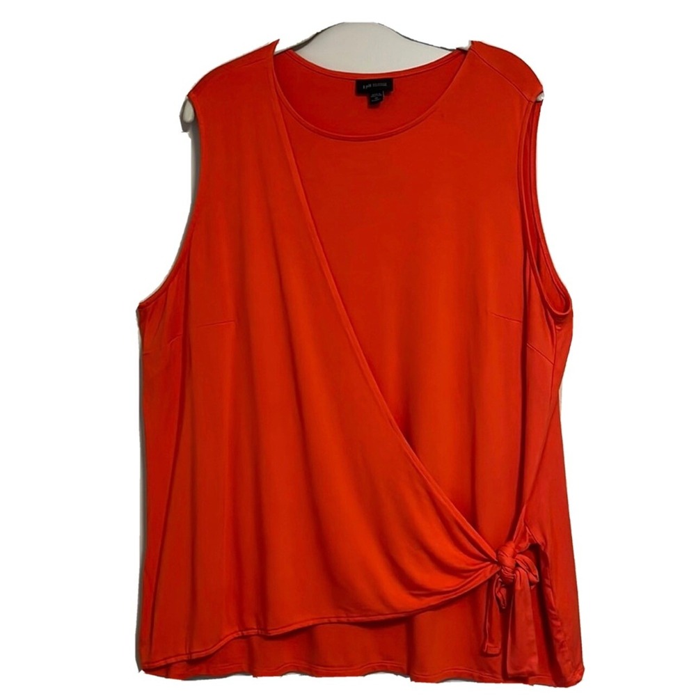 J Jill Sleeveless Orange Red Side Tie Jersey Knit Tunic Women's Plus Size 2X